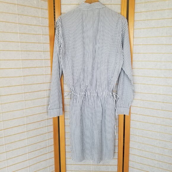 GAP Shirt Dress Long Sleeves Gray Stripe Size Small Tall - Picture 8 of 9